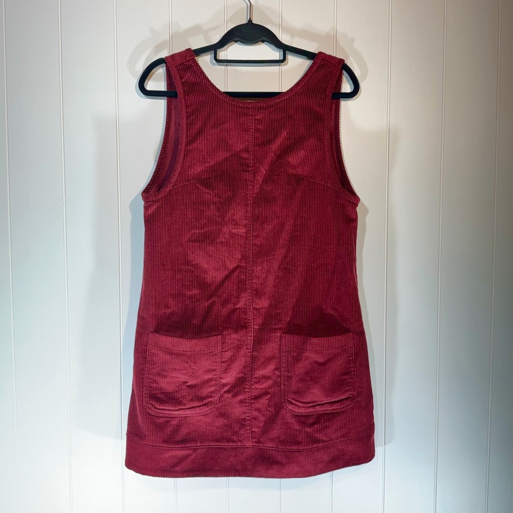 Burgundy Corduroy Jumper Dress Womens Medium Red Sleeveless Mini Shift